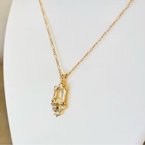 Nina Ricci Gold Necklace with Swarovski Clear Crystal Pendant unique rare